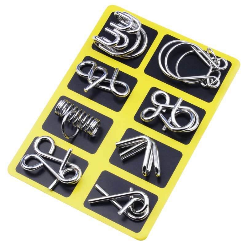 8 Pieces Metal Puzzle Set Clas - Party Games Kids And Adults review and price