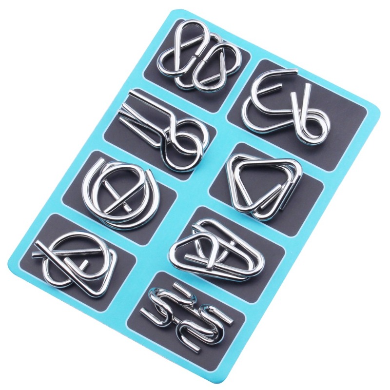 8 Pieces Metal Puzzle Set Clas - Party Games Kids And Adults review and price